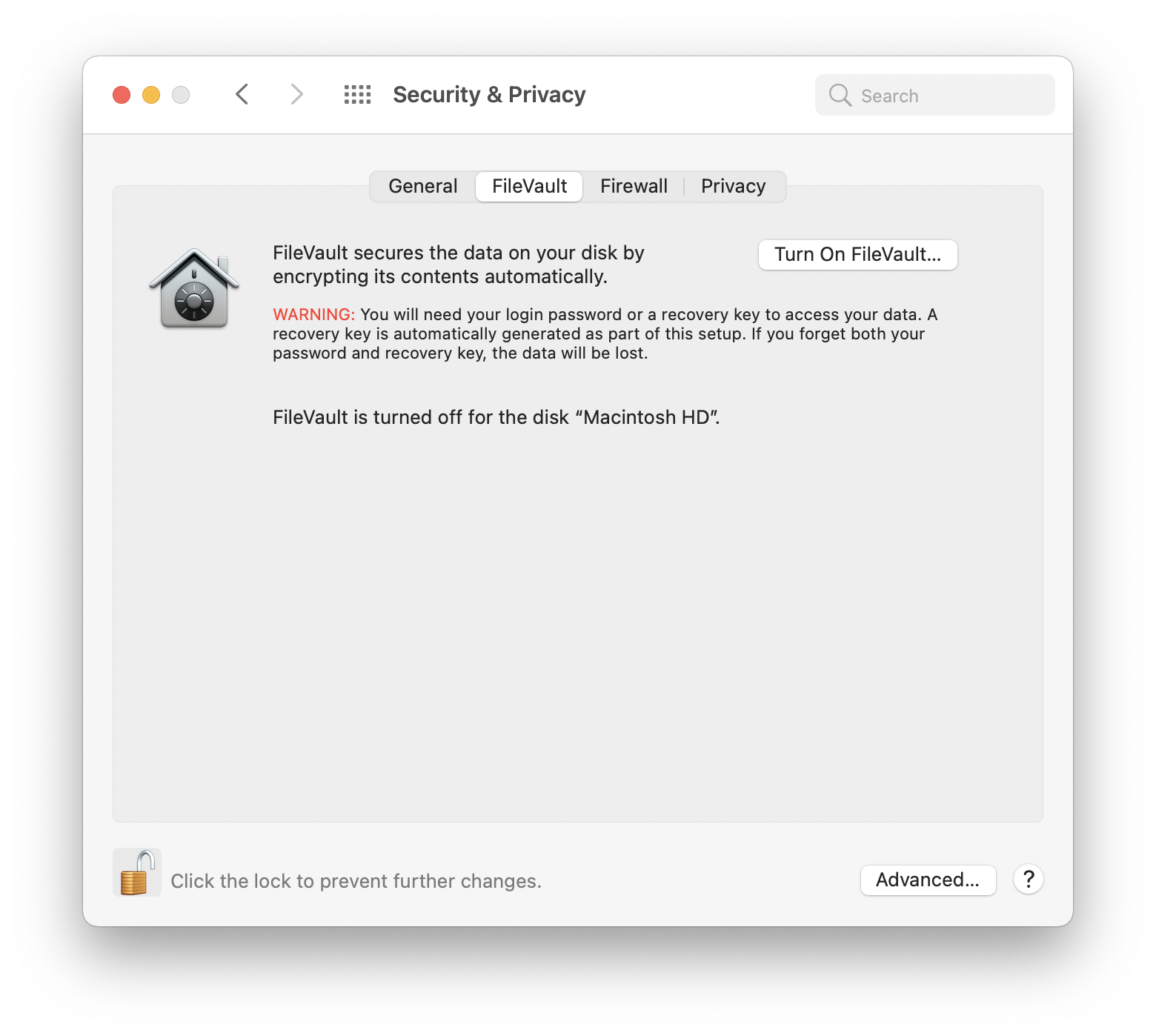 access the encryption key for mac